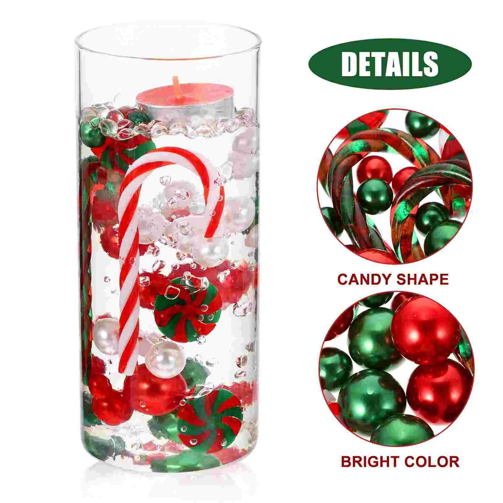 Christmas Ornaments Vase Filler Pearls Xmas Decorations Floating Plastic Candy Themed