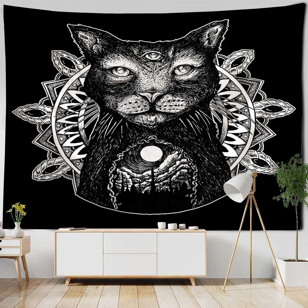 

Psychedelic Animals Tapestry Vintage Art Wall Hanging Tarot Witchcraft Hippie Wall Decor Home Room Fabric Decor Yoga Sheets