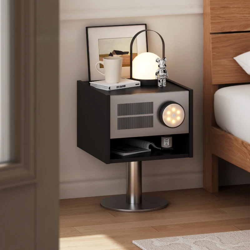 Hanging Light Black Nightstand Wooden Unique Metal Modern Storage Bedsides Table Bedroom Living Room