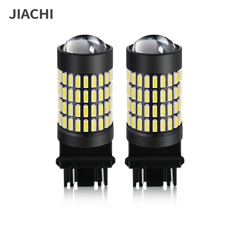 jiachi 100pcs T25 3157 Car Bulb Canbus LED Lamp 3156 P27W P27/7W Backup Reverse Lamps Daytime Running Light for Golf 4 5 6 7 Mk4