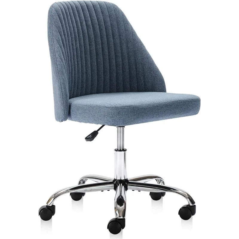 Armless Office Chair Cute Desk Chair, Modern Fabric Home Office Desk Chairs with Wheels Adjustable Swivel Task Computer  chair