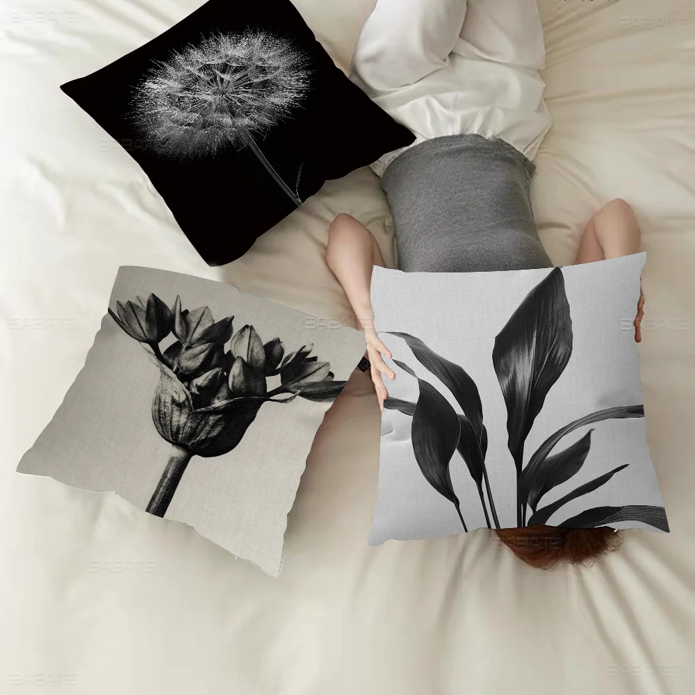 

Black And White Plant Pillowcase Toon Gift Cushion Cover Bedroom Home Sofa Chair Seat Decor Pillow Case