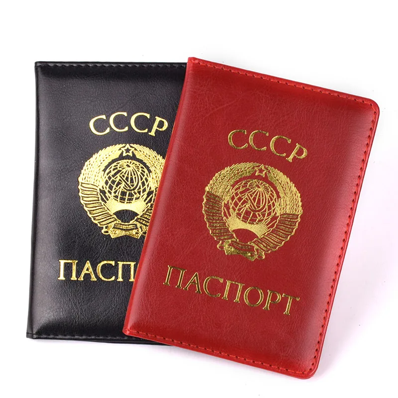 CCCP-funda de pasaporte de viaje para hombres y mujeres, protector de documentos, portatarjetas de certificación, piel sintética, URSS