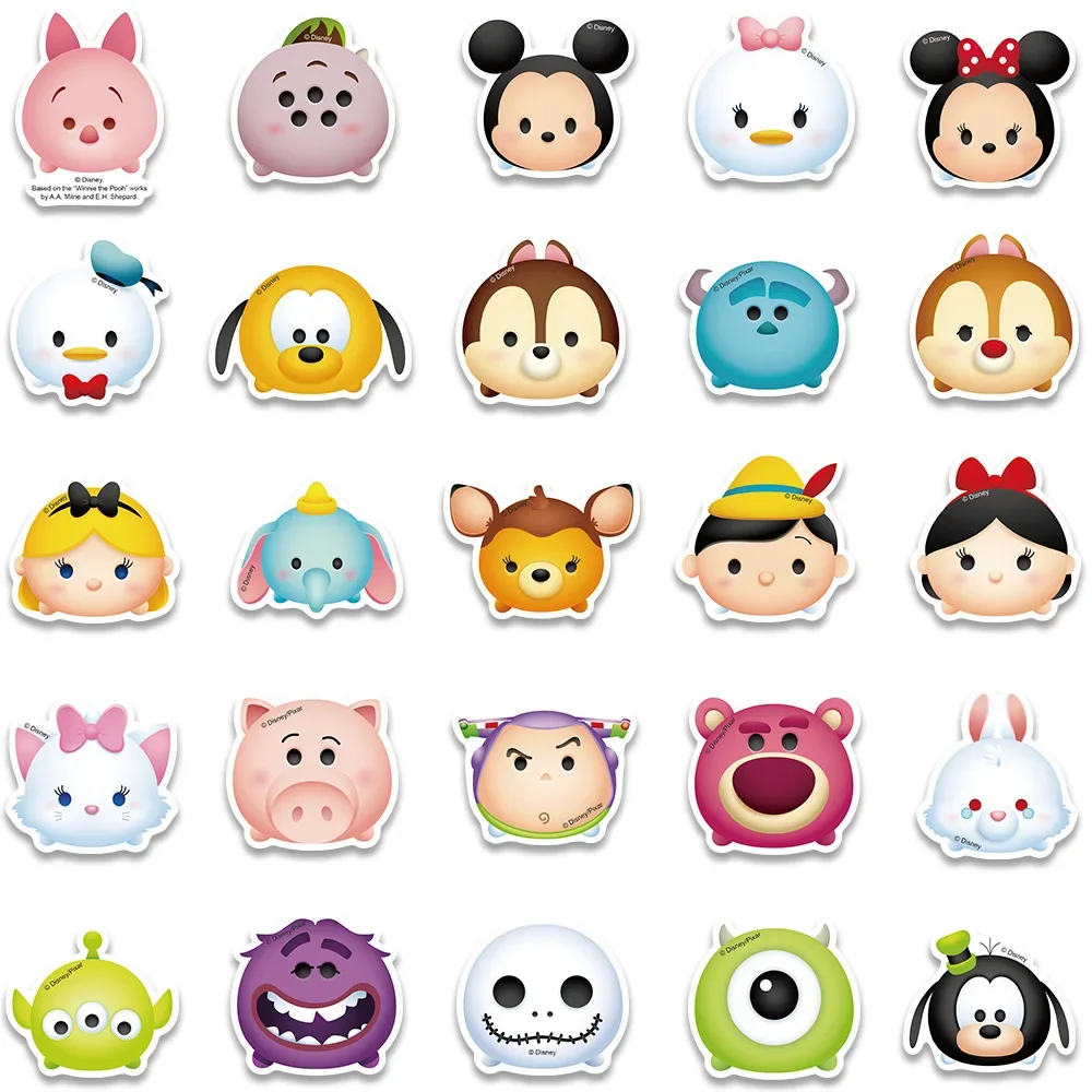 50PCS Disney Cartoon Tsum Tsum Cute Stickers For Kids DIY Notebook Skateboard Phone Guitar Suitcase Car Kawaii Decals Toys