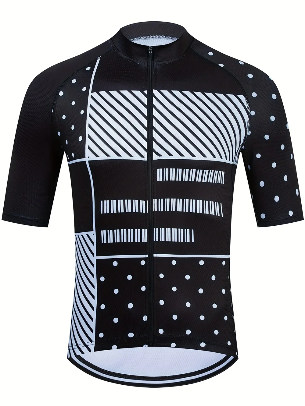 Short-sleeved Cycling Zipper Top Color Print Pattern For Men And Women