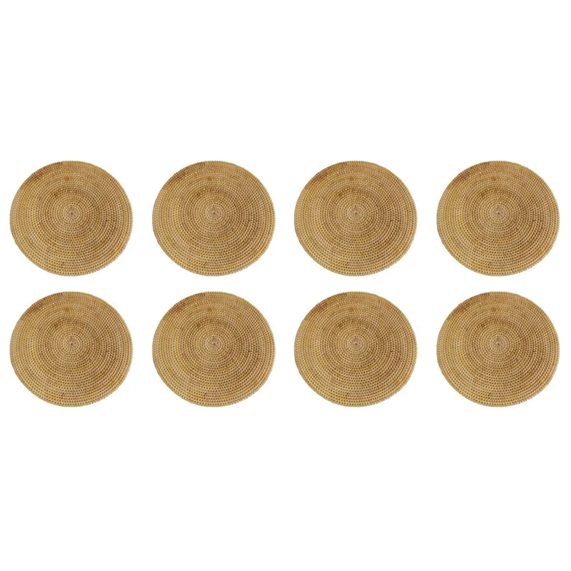

AS60-8X салфетки из ротанга ручной работы, круглые плетеные коврики для стола, салфетки из натуральной ткани для обеденного стола, термостойкие коврики