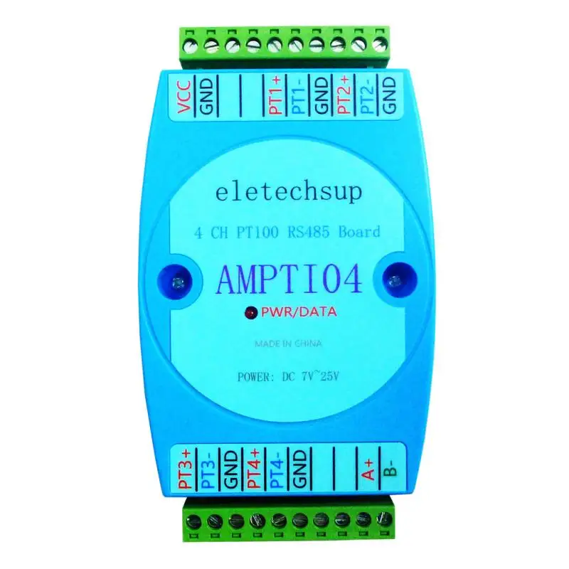 4CH -40~300 Celsius PT100 RTD Temperature Sensor Collector RS485 Analog Read Modbus RTU PLC Expanding Module