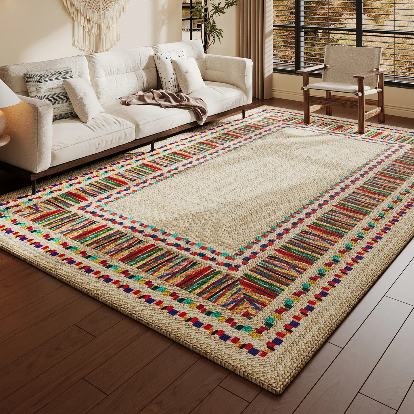 

Vintage Ethnic Printed Living Room Carpet Colorfuld Sofa Large Area Rug for Bedroom Decoration Soft Bedside Bedroom Rug