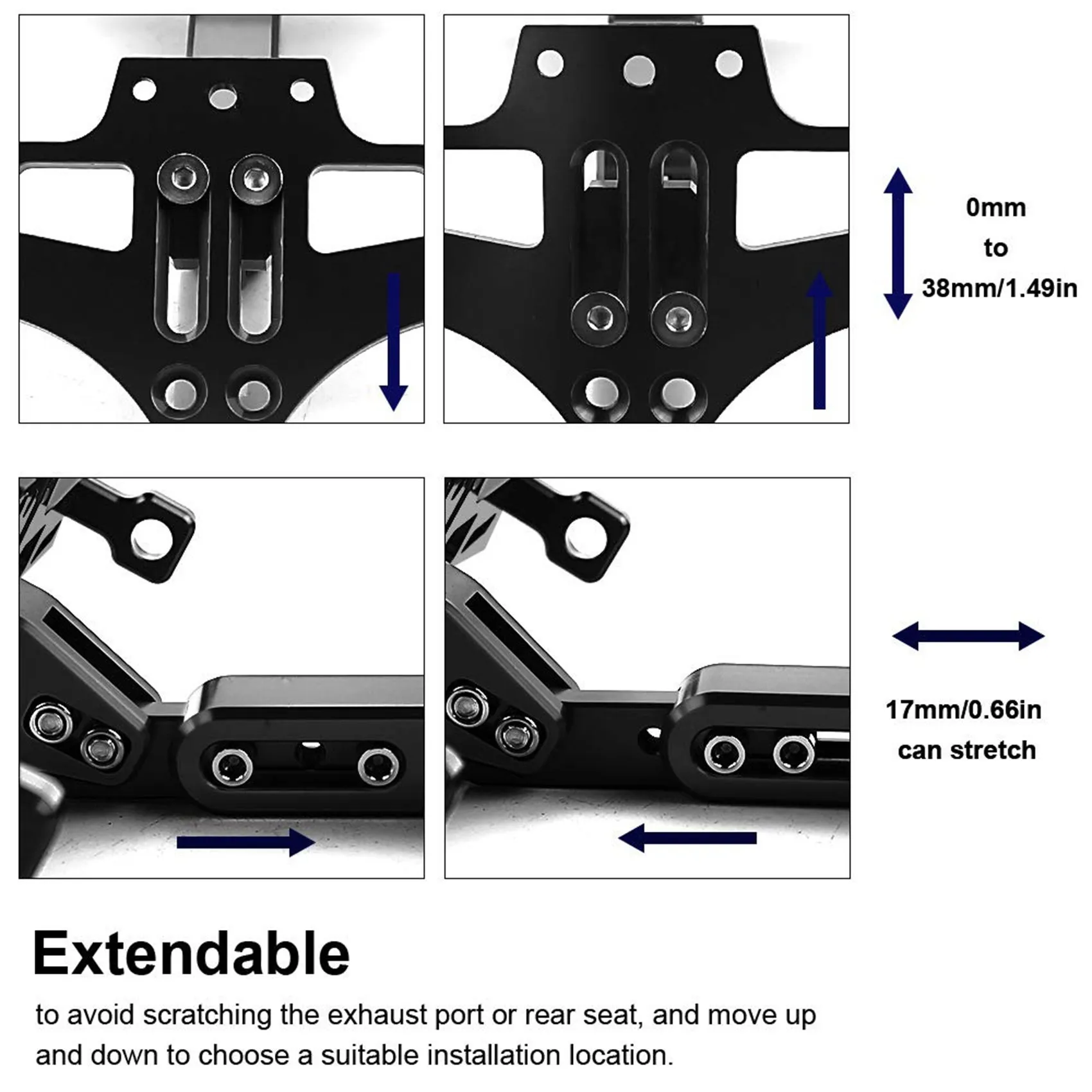

AR-Universal Motorcycle Fender Eliminator Motorcycle License Plate Holder Fender Eliminator Rear Tail Light Bracket Black