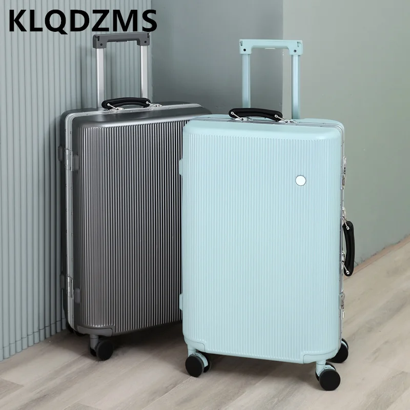 Klqdzms กระเป๋าเดินทางล้อลากกระเป๋าลากอลูมิเนียม20นิ้ว, กล่องเคสแบบมีล้อลากโครงสร้างอะลูมิเนียมความจุขนาดใหญ่24 "26" 28นิ้วกระเป๋าเดินทางสำหรับผู้ชายและผู้หญิง