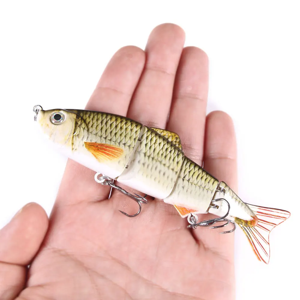 Lures Multi-section Fish 4 Sections 12CM 16.8G Bionic Plastic Hard Bait Vibrating and Swinging To Death Temptation Swimming Bait