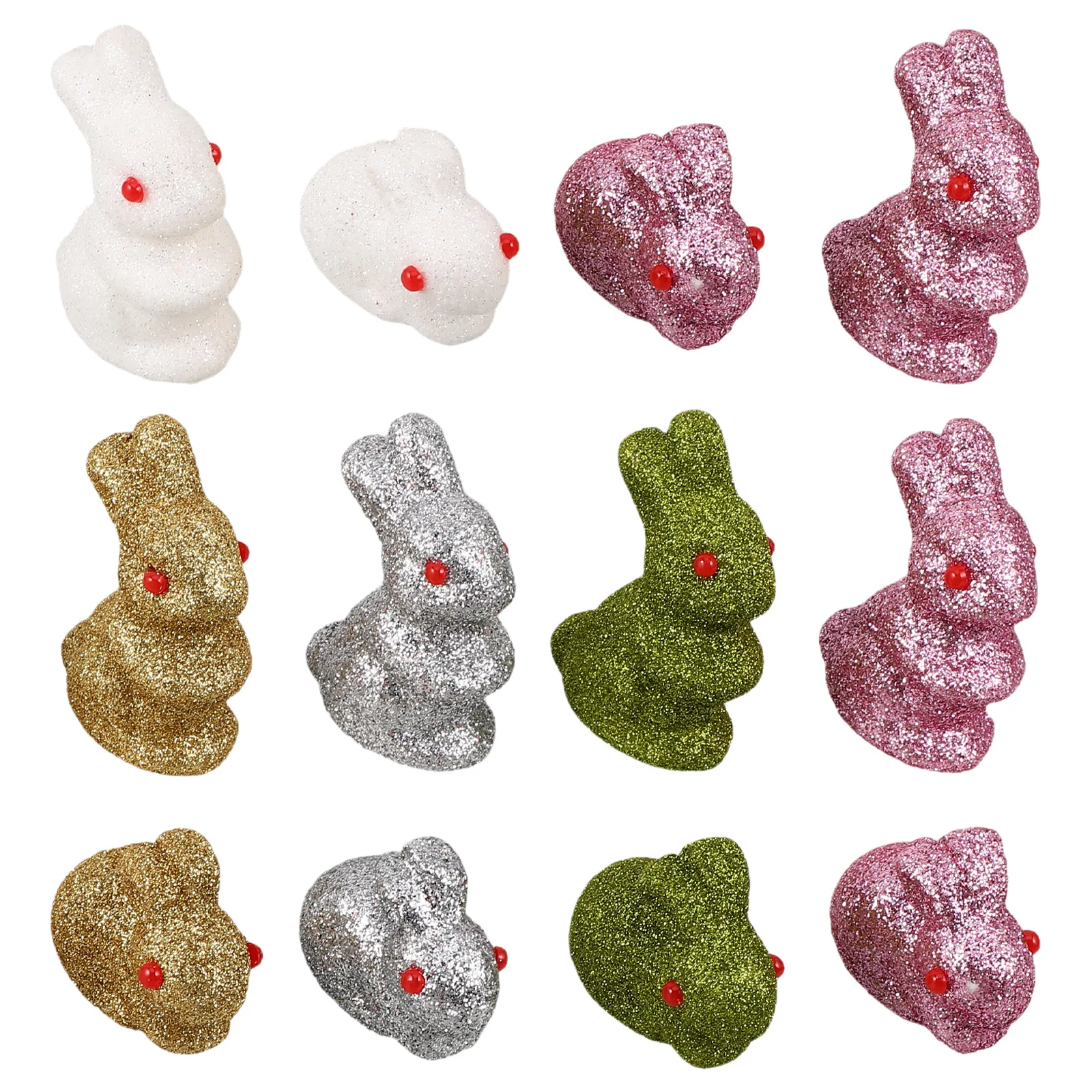 

12Pcs Glitter Easter Bunnies Adorable Table Decor for Holiday Party Farmhouse Kitchen Centerpiece Festive Atmosphere Display