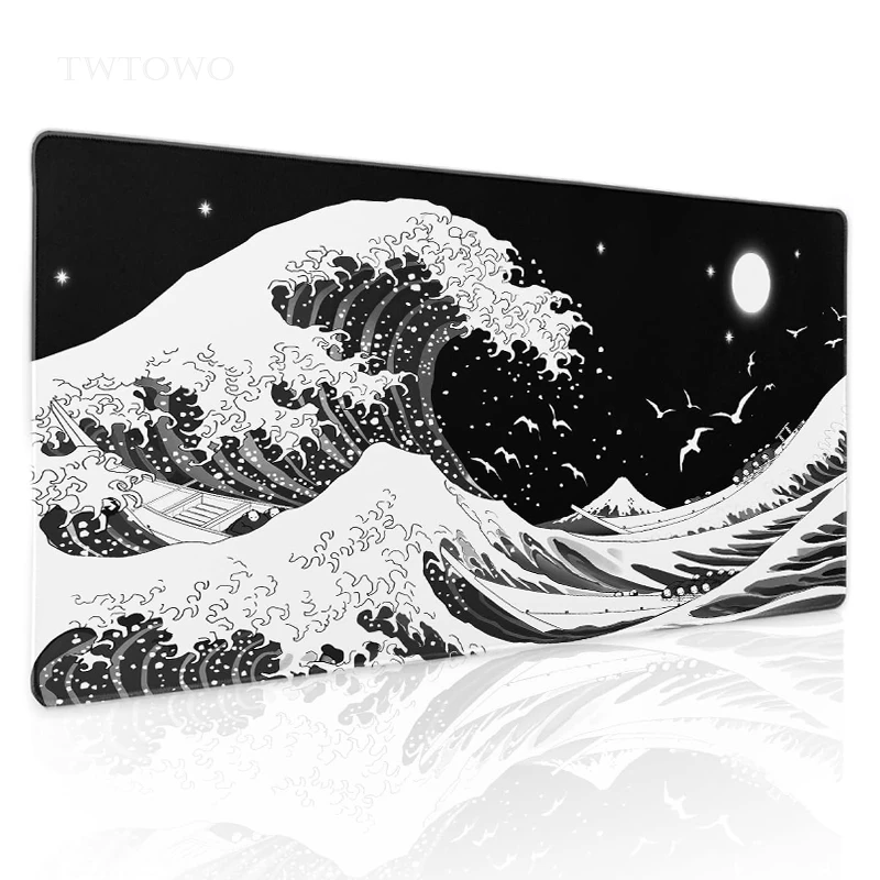 Mouse Pad Gamer Black And White Waves XL Custom Home Computer Mousepad XXL keyboard pad Office Accessories Table Mat