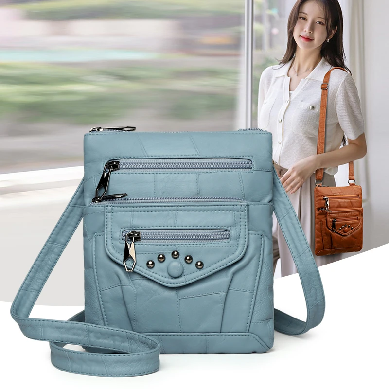 

High Quality Soft Leather Multilayer Shoulder Crossbody Bag Women Handbag Female Messenger Bags Luxury Fashion Daily Use Purse