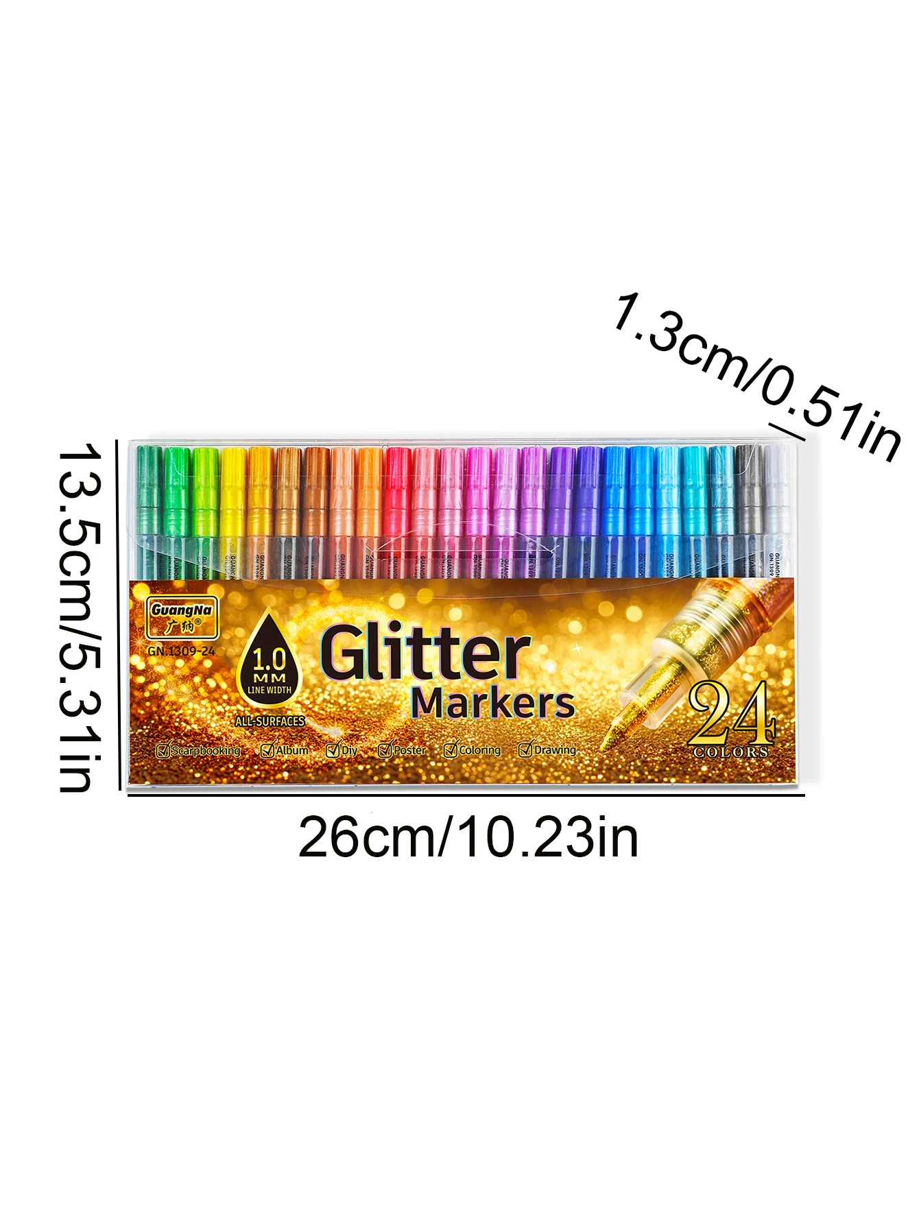 24-Farben 1,0mm Stiftspitze Glitzermarker, Leuchtende Farben mit Mischbarem Aquarellstift, Unverzichtbar für Buchskizzen und Zeichnungen – Detail 2