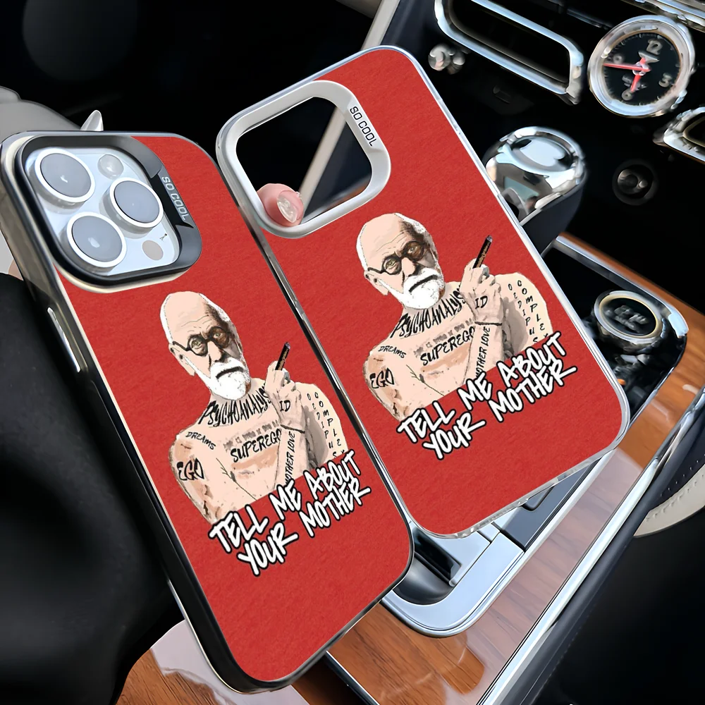 Epc S-Sigmund F-Freud Psychologist Phone Case IMD Phone Case For iPhone 16 15 14 13 12 11 Pro Max Plus Color Silver Cover