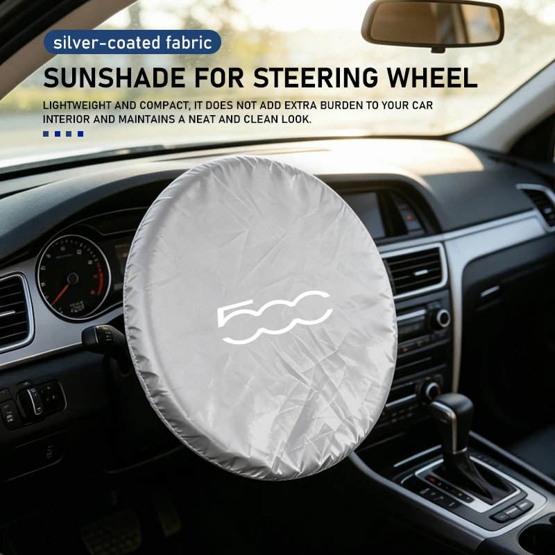 Car Steering Wheel Anti-Heat Sun Shade Cover Sunscreen Insulation Protect Shield For Fiat FR Abarth Ducato Doblo Freemont 500