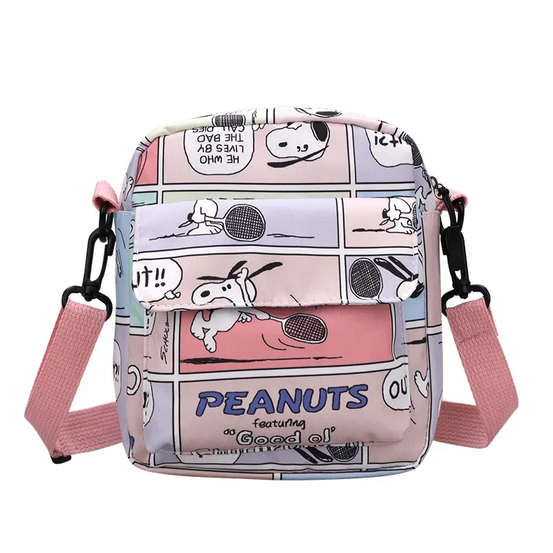 Cartoon Snoopy Canvas Square Shoulder Bag Anime Figure Casual Mini Crossbody Bag Kawaii Fashion Women Handbag for Birthday Gift