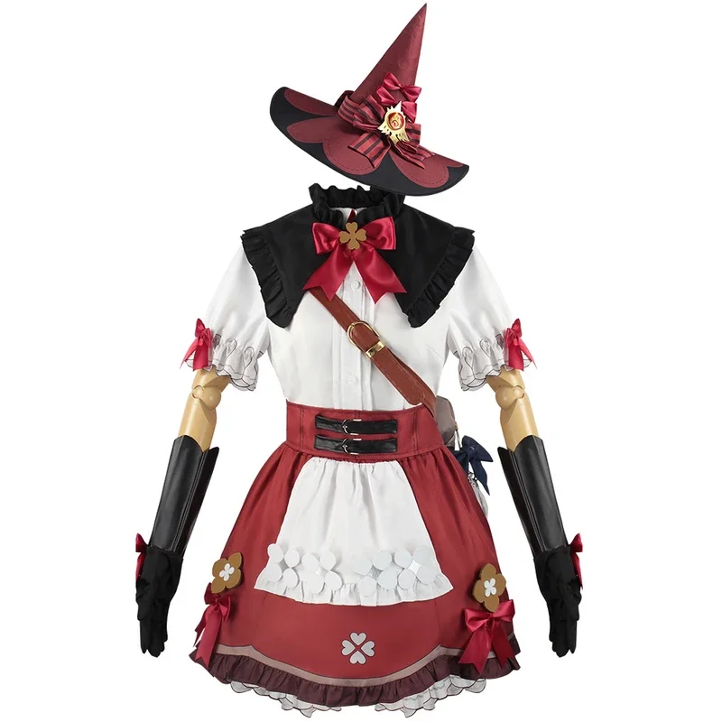 زي تأثيري تأثير Genshin للنساء, Klee تأثيري, زي الساحرة الصغيرة, مقاس كبير, أحمر, ضوء النجوم, لعبة, جلد, جديد