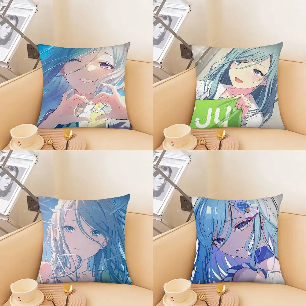 Hinomori Shizuku Animation Game P-Project S-Sekai Pillow Case Fashion Square Pillowcase Bedroom Sofa Room Ins Decoration Leisure