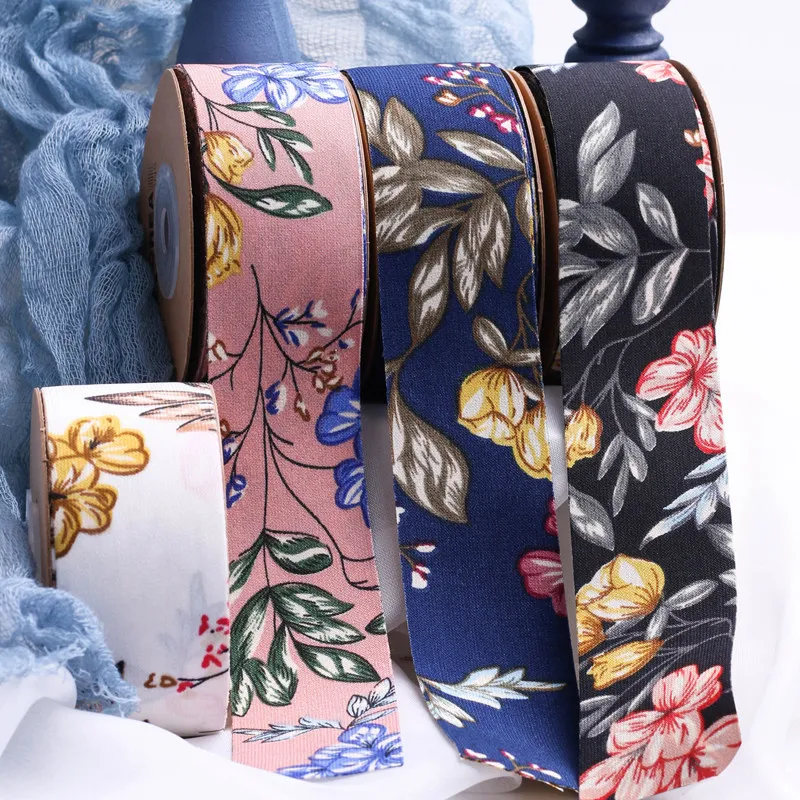 

Floral Cotton Adult Ribbon Double Faced Satin Hair Bow Crafts Material Bouquets Wrapping Gift Packing Wedding Yard Garden Decor