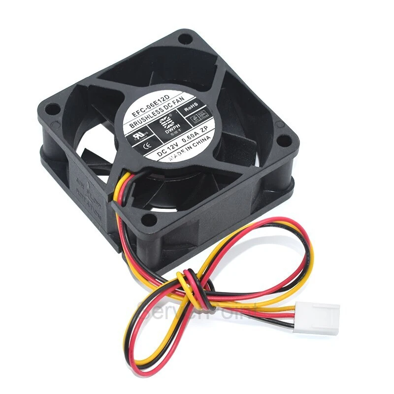 L+ for EFC-06E12D 6025 60*60*25MM 12V 0.60A 3Pins Cooling Fan
