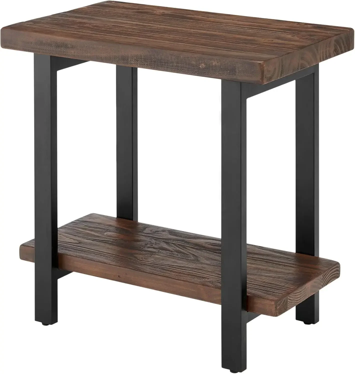 Pomona Metal and Wood End Table, 17 in x 27 in x 27 in, Brown