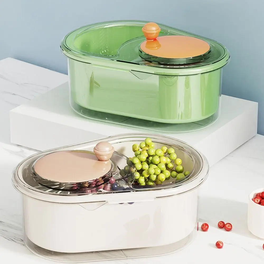 Manual Vegetable Fruits Cleaner Basket Double Layer Large Capacity Vegetable Drain Basket Labor-saving with Washing Brush