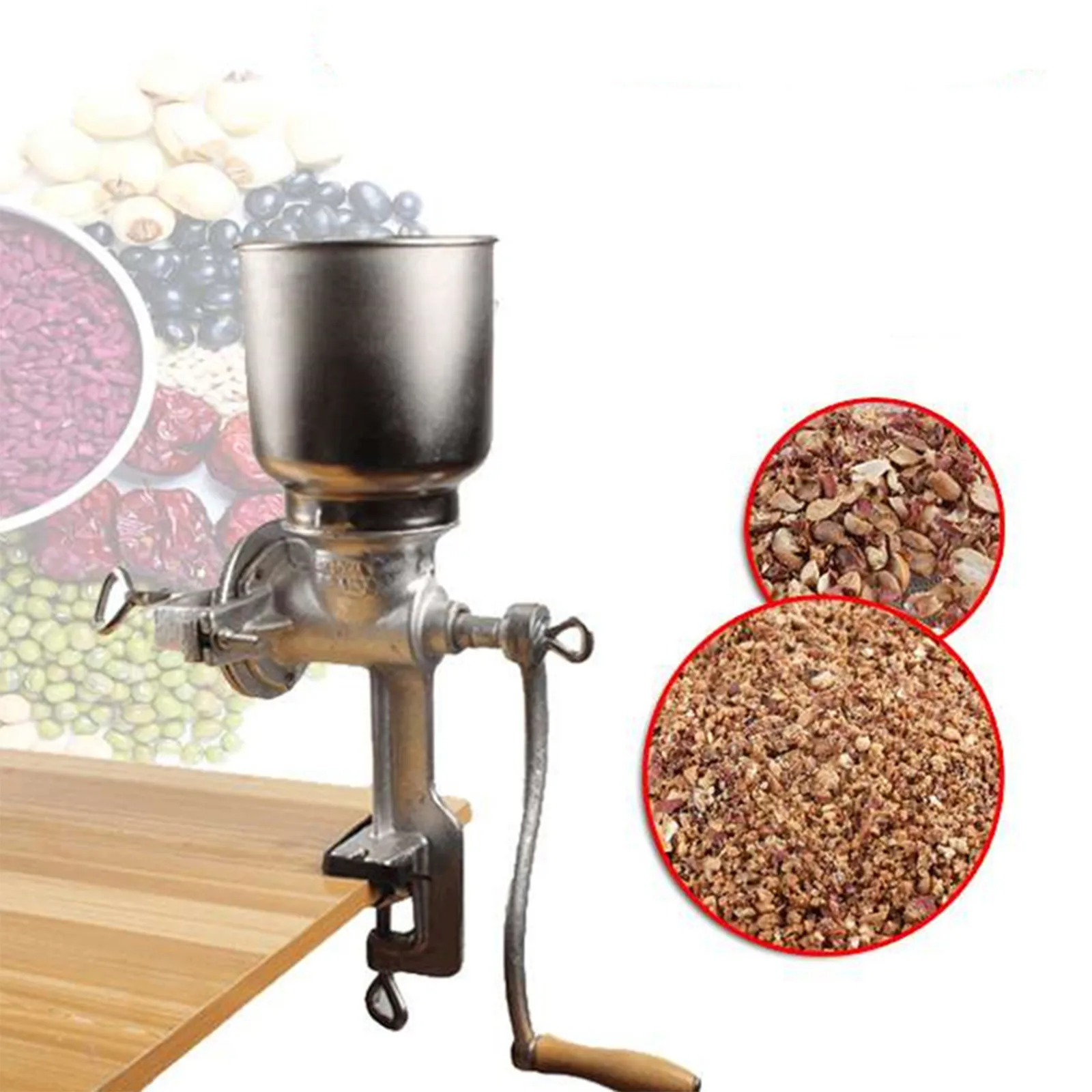 

Hand Crank Grain Mill Grinder Tin Plating Cast Iron Hand Operated Pepper Grinder Manual for Oats Wheat Coffee Nuts Rice Grinder