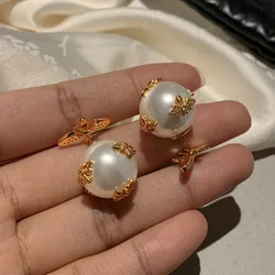 Front and Back Pearl Double-sided Vintage Bee Stud Earrings Female