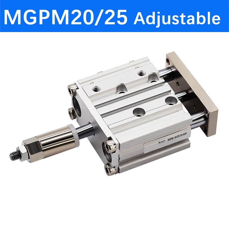 MGPM20/25 Adjustable Stroke Bore Size 20mm/25mm Three Axis With Rod Compact Guide Air Actuator Pneumatic Cylinder