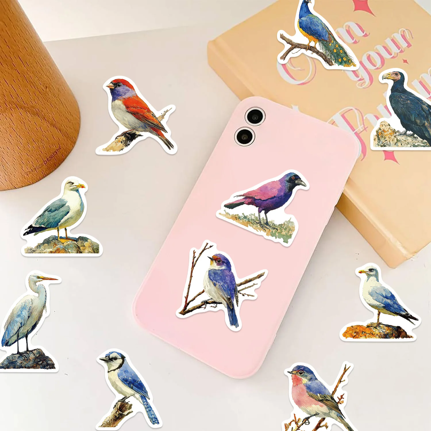 30/50PCS Cartoon Watercolor Bird Graffiti Stickers Decorative Decals for Phone Laptop Guitar Notebook Luggage Waterproof Sticker