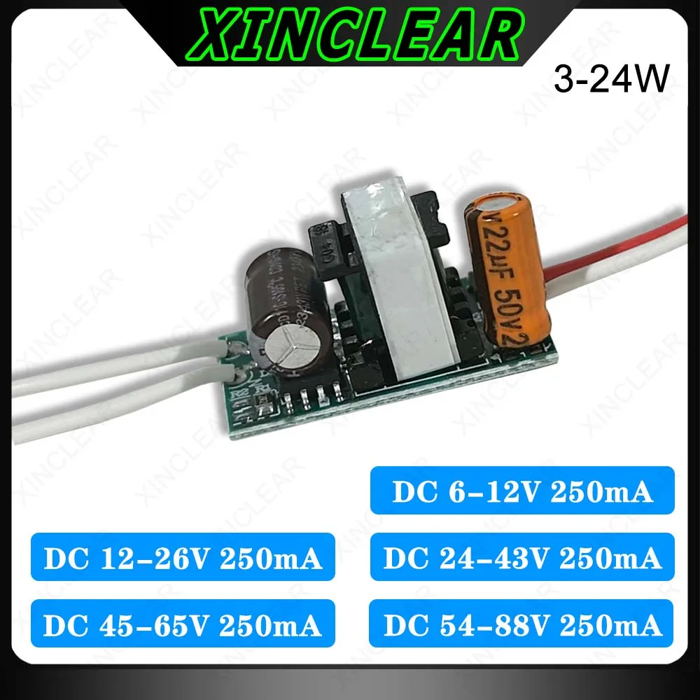 3W 4-7W 8-12W 13-18W 18-24W Controlador LED AC85-265V Adaptador de corriente 250mA Transformador de iluminación para luz de alimentación LED DIY