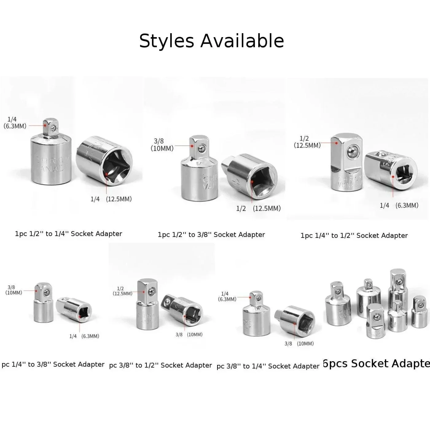 Heavy Duty 1/4" 3/8" 1/2" Drive Socket Adapter Converter Reducer Air Impact Ratchet Wrench Adapter Wrench-sleeve Joint Converter - Image 5