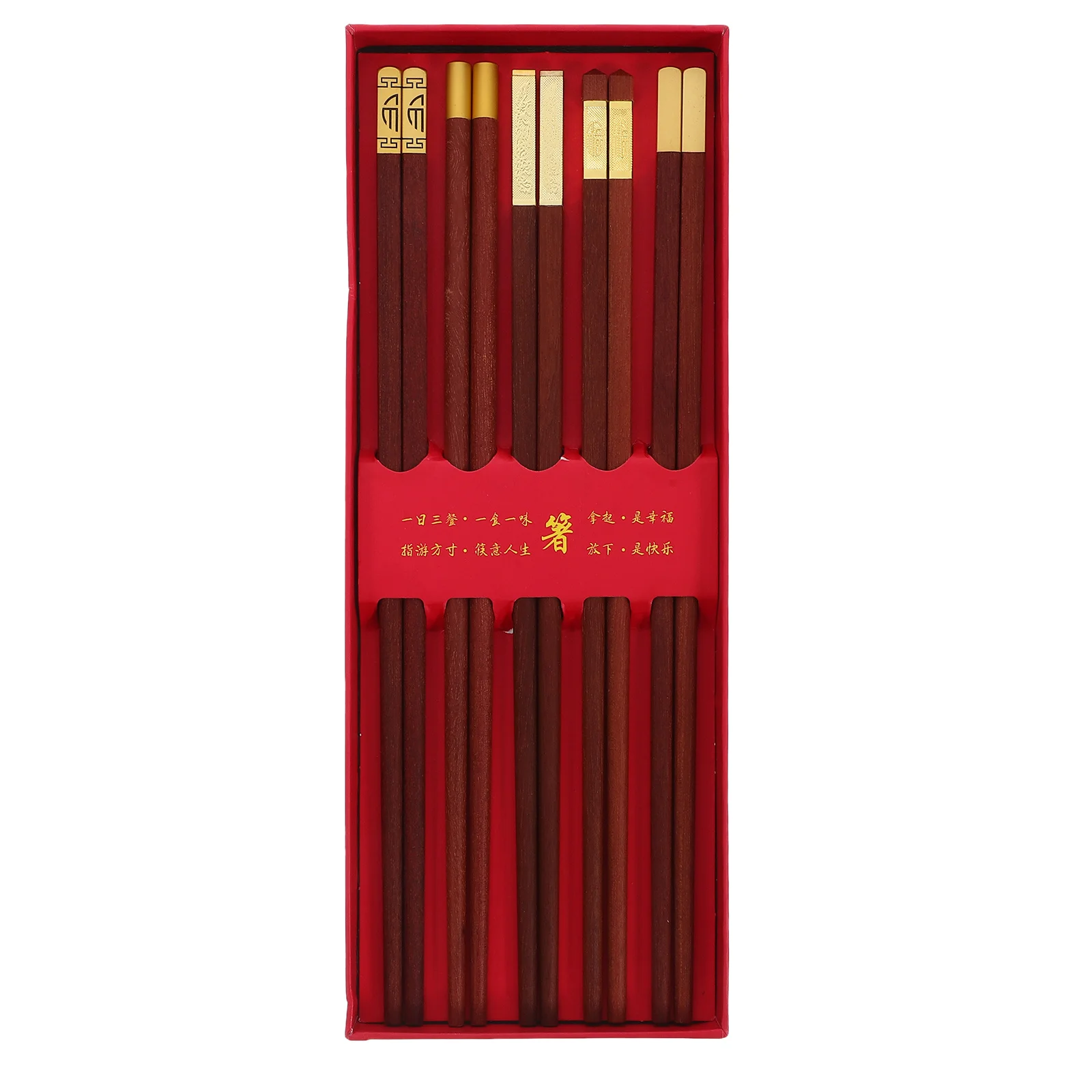 

5Pairs Red Sandalwood Chopsticks Polished Smooth Reusable Wood Chopsticks for Restaurant Home Dining Use Dinner Chopstick