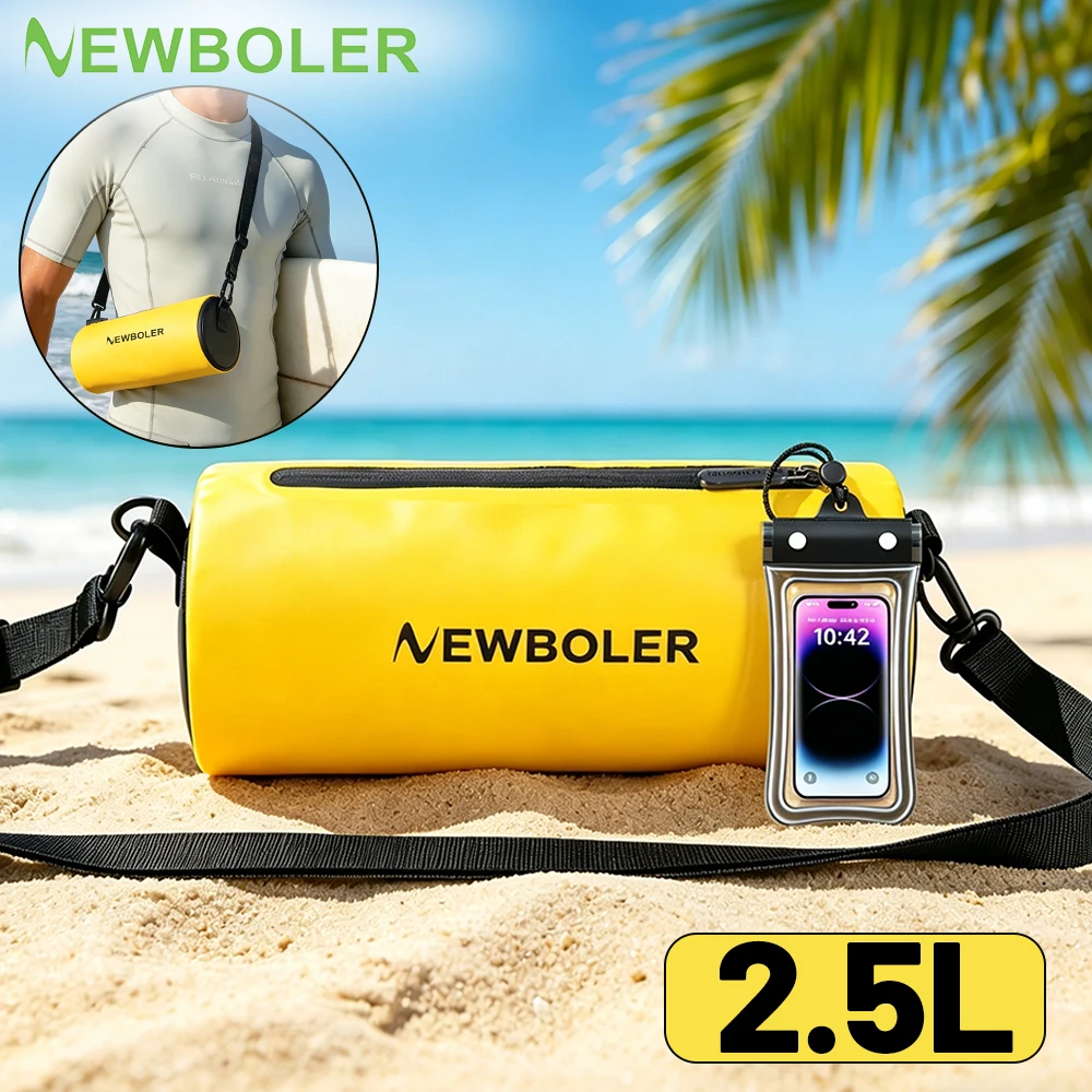 NEWBOLER PVC Dry Bags Waterproof Bag for Women Men 2.5L/ Swimming Rafting Kayaking River Trekking Waterproof Dry Bag Backpack ﻿