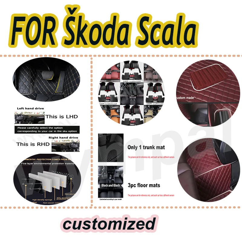 

LUXURY Car Mats Floor For Škoda Scala 2020~2022 Waterproof Rugs Car Floor Mats Foot Mat