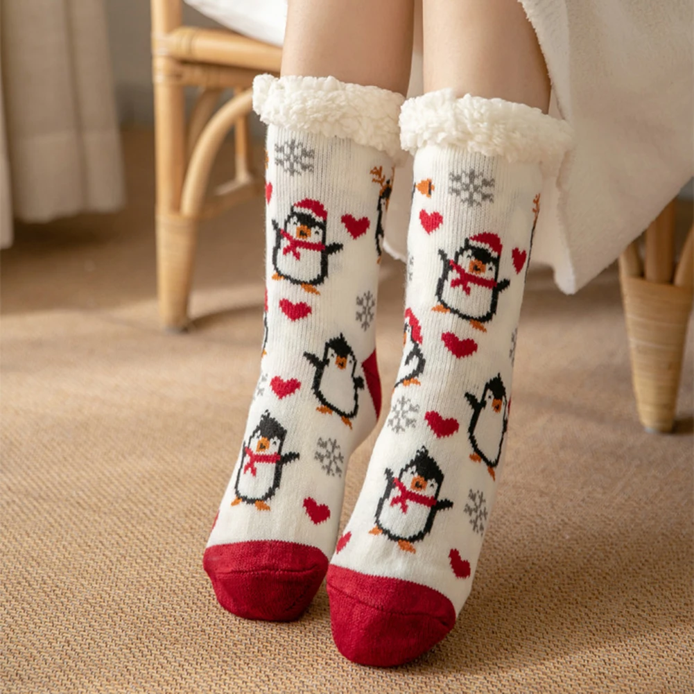 2022 Winter Indoor Women's Socks Padded Carpet Floor Socks Soft Warm Socks For Women Casual Printed Socks Christmas Theme Socks