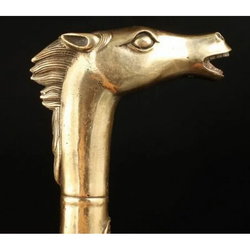 Brass VINTAGE SUPERB COLLECTION OLD COPPER VIVID HORSE HEAD STATUE CANE HANDLE