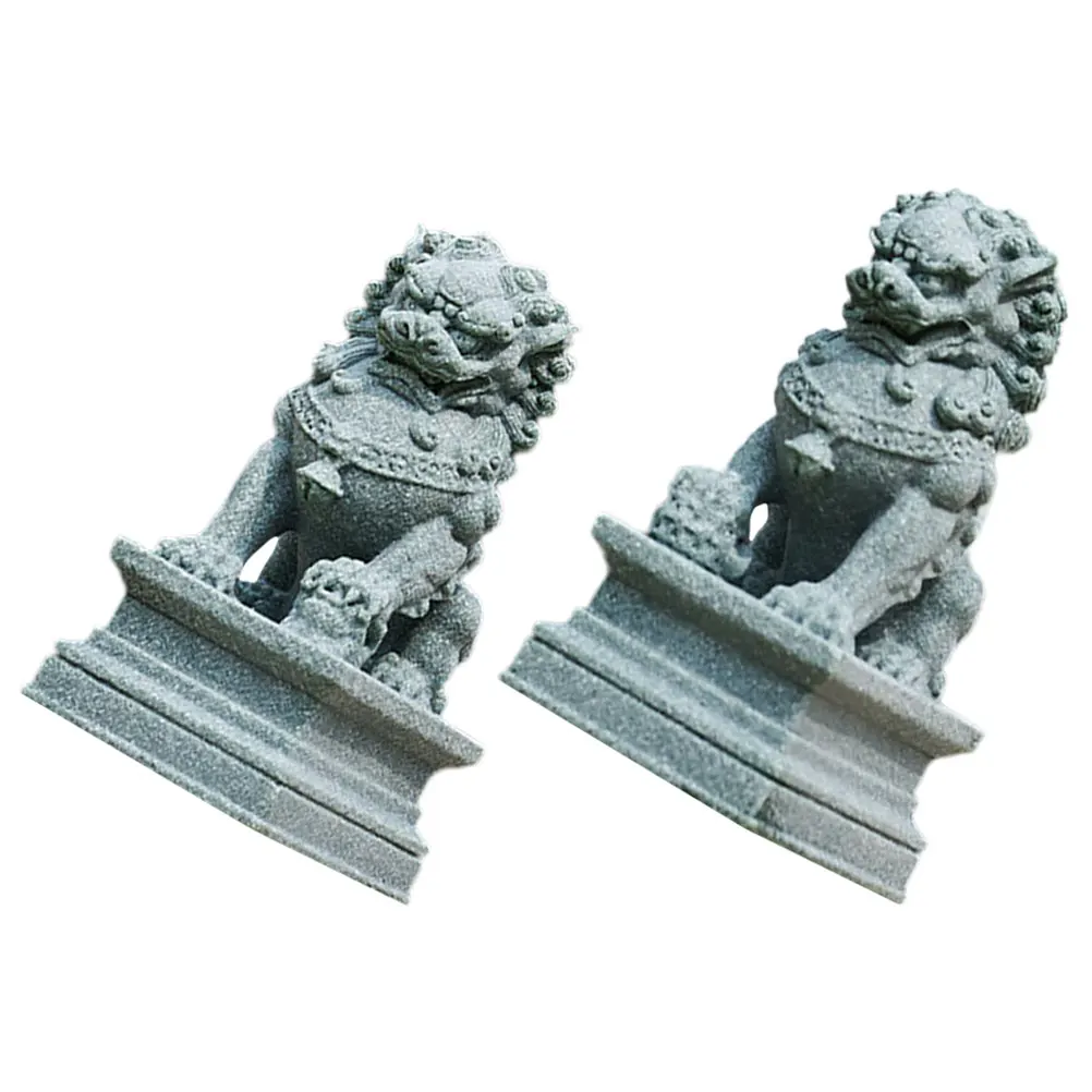 

2Pcs Small Lion Adornment Exquisite Craftsmanship Home Office Decor Unique Chinese Traditional Design Desktop Decoration