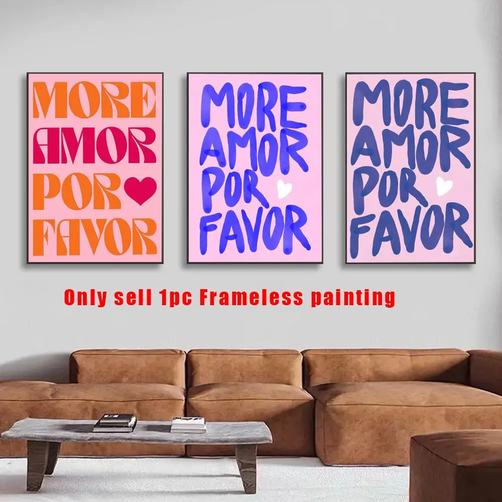 More Amor Por Favor Poster HD Sticky Waterproof Art , Aesthetic Wall Decoration For Living Room Bedroom Bar Home