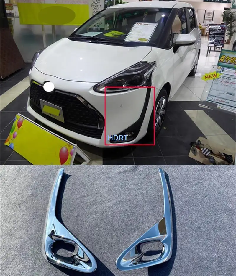 

For Toyota Sienta 2020 Car Style Protector Decoration Accessories Front Fog Light Lamp Cover Trim Molding Bezel Garnish Sticker