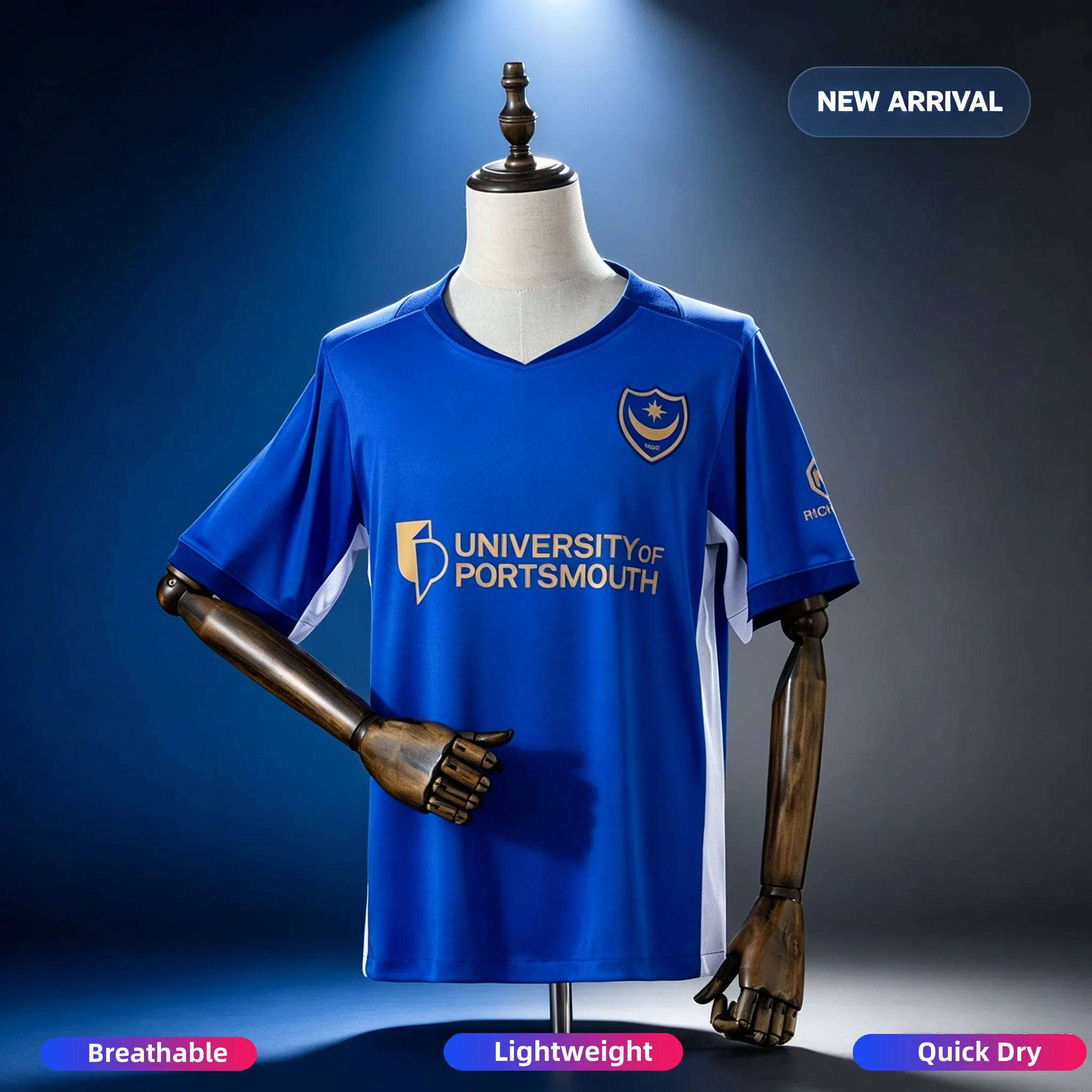 26-27 Season Portsmouth Football Jersey Shirt, Men Summer New 3D Sports Tshirt, Training Breathable Quick Drying Sweatshirt Top