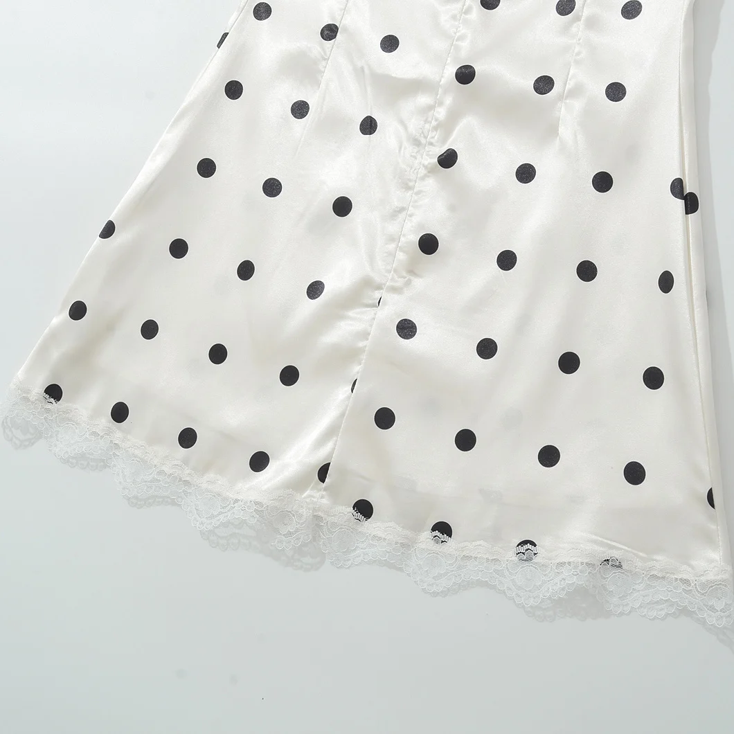 JNLEAOG ชุดเดรสผ้าซาตินลายพิมพ์ผ้าไหมสำหรับผู้หญิง ดีไซน์แฟชั่นประดับลูกไม้ สายเดี่ยวรัดเอว ซิปหลัง สไตล์ลำลอง คอลเลคชั่นฤดูใบไม้ผลิ