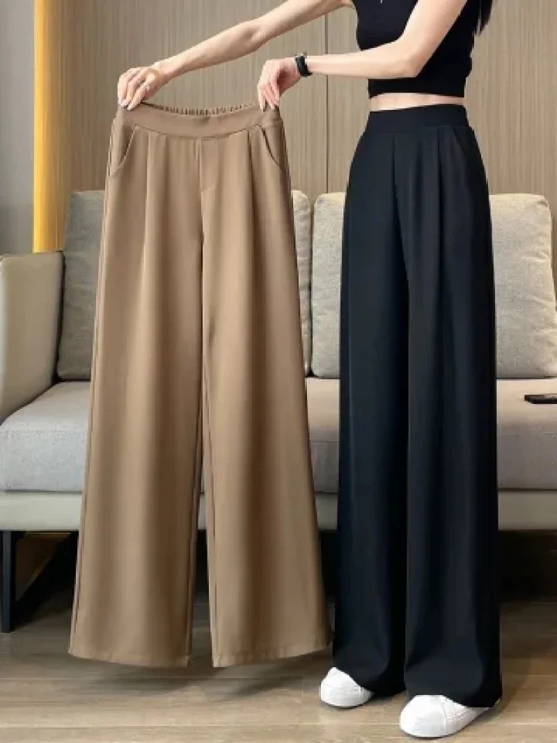 Korean Solid Simple Women Pants High Waist 2024 Spring Summer All-match Pants for Women New Niche Design Long Trousers