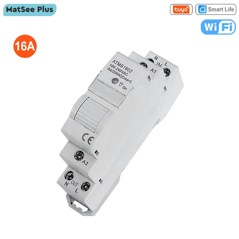 

Tuya Smart Life WiFi Relay Switch16A and Timer Din Rail App Remote Control ON OFF Energy Monitor Works with Alexa Google Home