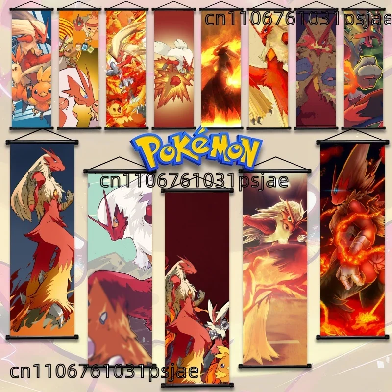 

Яркий настенный покреммон Blaziken Scroll - художественный тканевый постер для аниме-энтузиастов, декор на Хэллоуин и Рождество