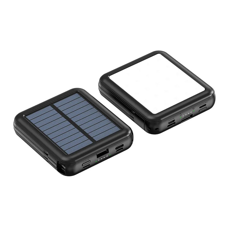 Mini Solar Power Bank 20000mAh Outdoor Portable 2.1A Fast Charging Poverbank Solar Panel Charger Powerbank With Camping Light_voghion.com