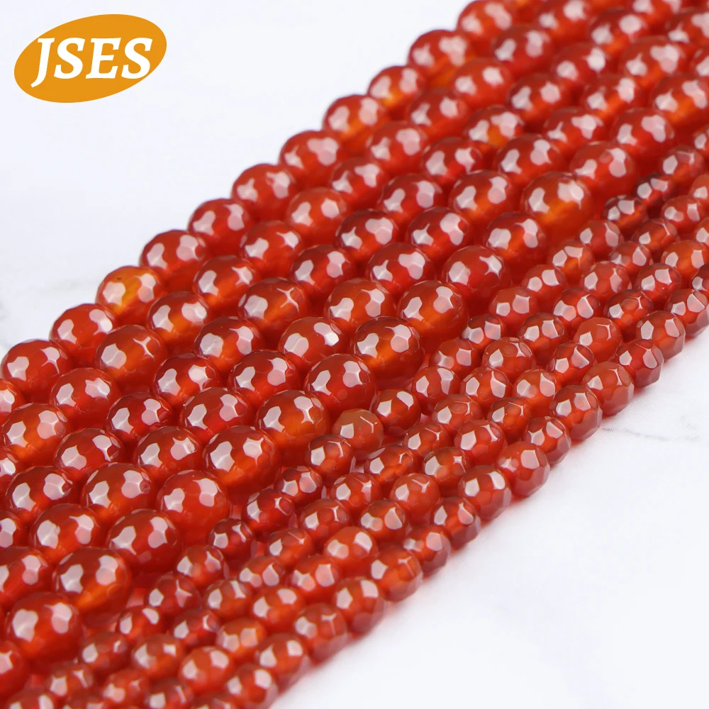 AA Natural Red Agate Onyx 4 6 8 10mm Faceted Beads for Jewelry Making Bracelets Necklace Wholesale DIY Beads Accessorries