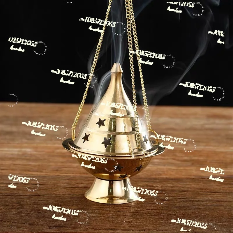 

For New Plant Pattern Hanging Pure Copper Cense Burner Tower Cense Incense Burner Resin Cense Moon Burner Altar Decoration